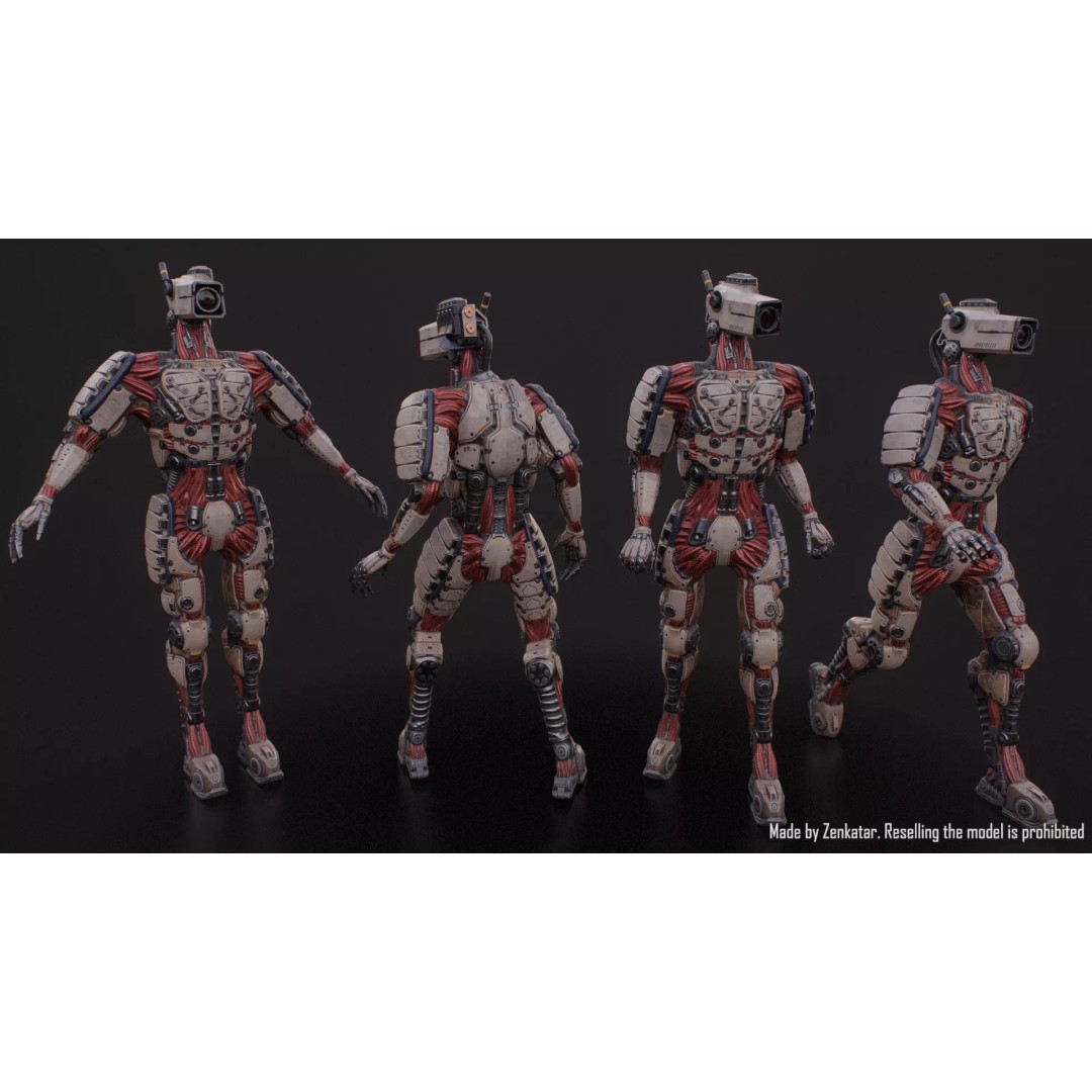 Humanoid Robot 3D Model – Low Poly Rigged Sci-Fi Character, FBX - View 3