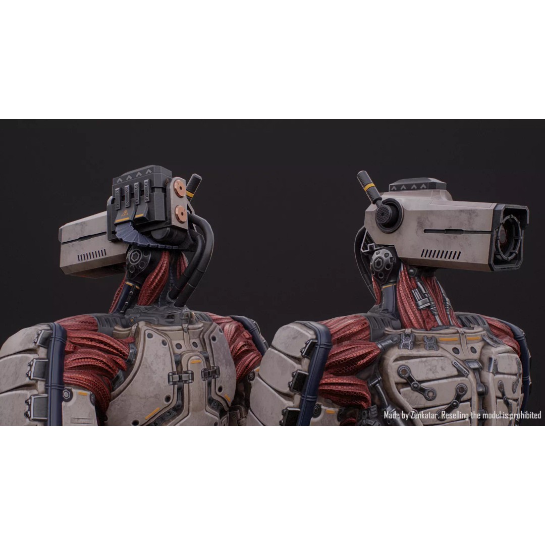 Humanoid Robot 3D Model – Low Poly Rigged Sci-Fi Character, FBX - View 4