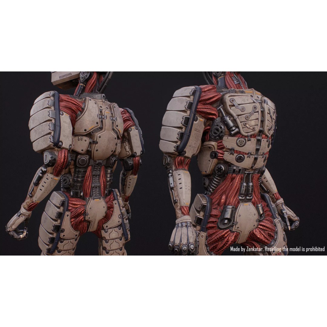 Humanoid Robot 3D Model – Low Poly Rigged Sci-Fi Character, FBX - View 5