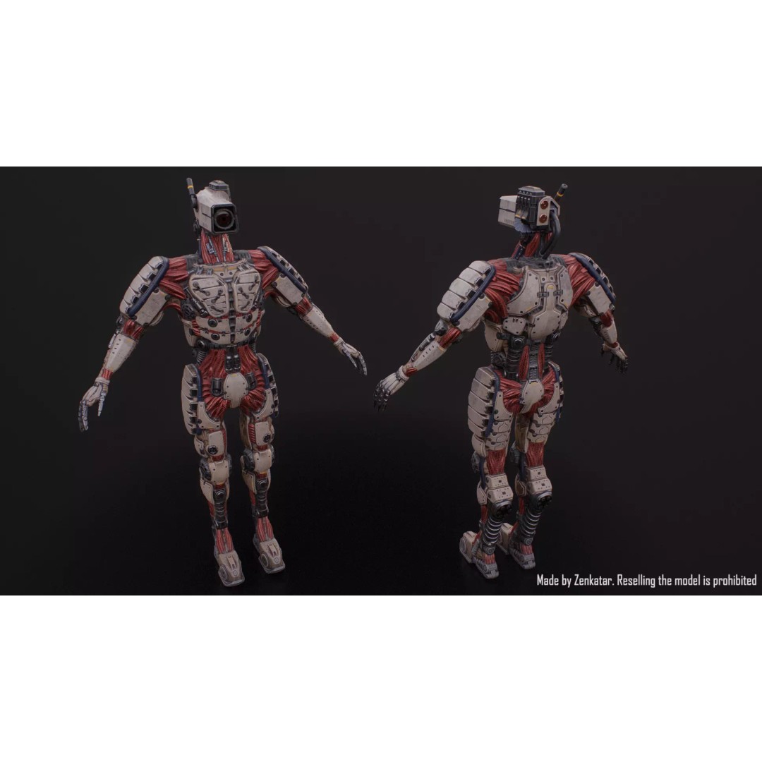 Humanoid Robot 3D Model – Low Poly Rigged Sci-Fi Character, FBX - View 7