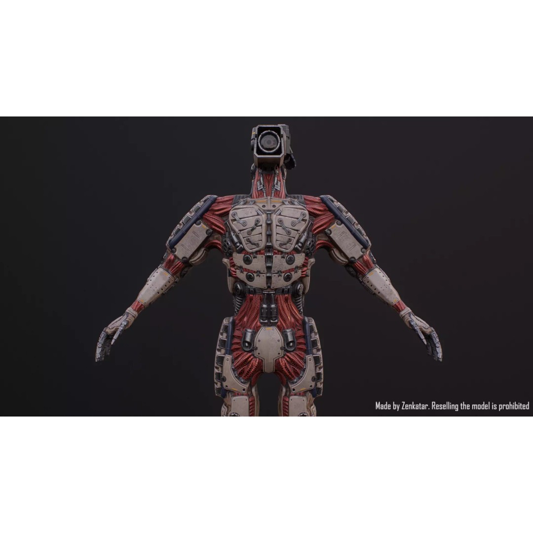 Humanoid Robot 3D Model – Low Poly Rigged Sci-Fi Character, FBX - View 8