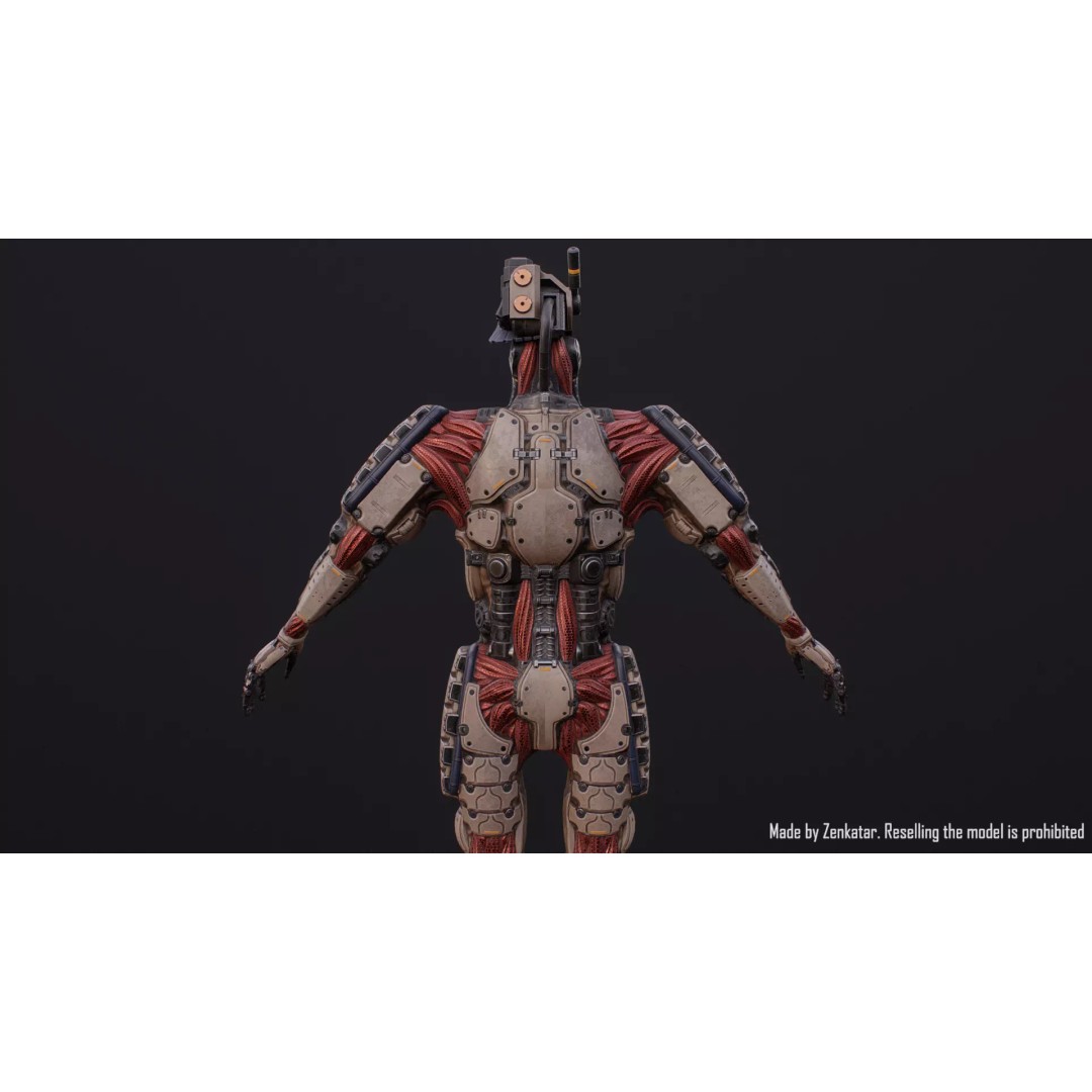 Humanoid Robot 3D Model – Low Poly Rigged Sci-Fi Character, FBX - View 9