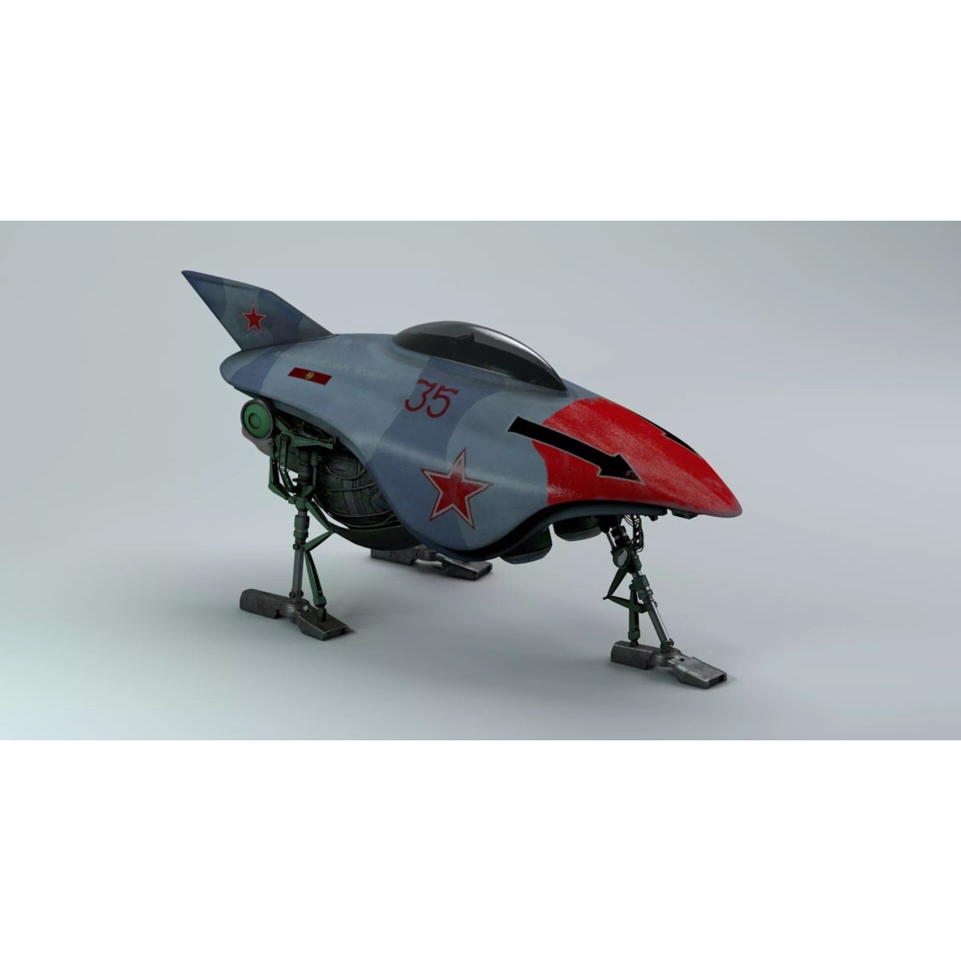 Spark Russian Sci-Fi Fighter 3D Model – High Poly Game Asset, FBX, OBJ - View 12