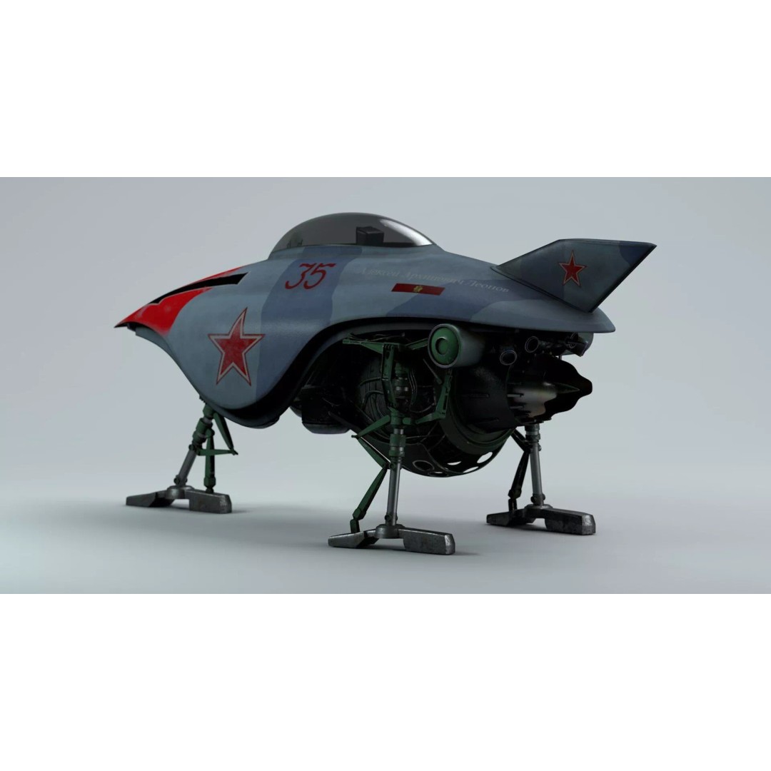 Spark Russian Sci-Fi Fighter 3D Model – High Poly Game Asset, FBX, OBJ - View 13
