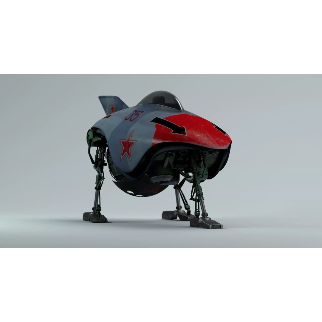 Spark Russian Sci-Fi Fighter 3D Model – High Poly Game Asset, FBX, OBJ - View 15