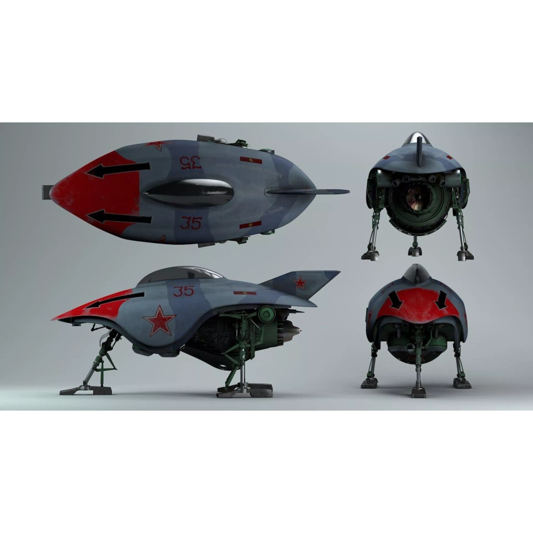 Spark Russian Sci-Fi Fighter 3D Model – High Poly Game Asset, FBX, OBJ - View 16