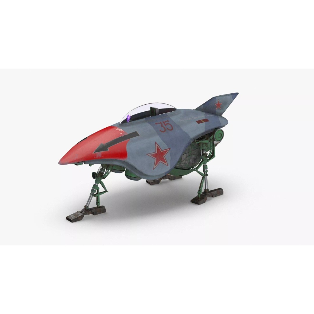 Spark Russian Sci-Fi Fighter 3D Model – High Poly Game Asset, FBX, OBJ - View 2