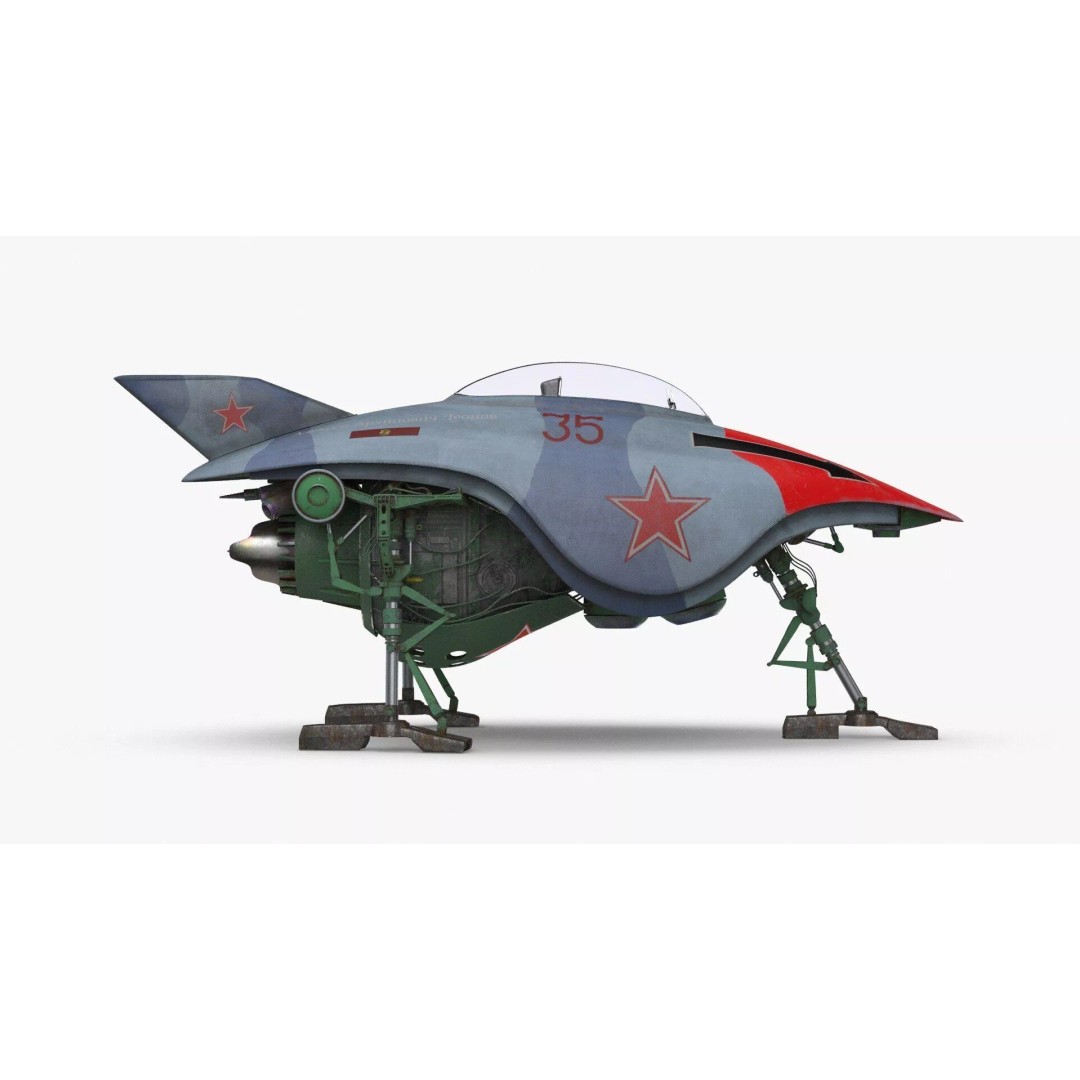 Spark Russian Sci-Fi Fighter 3D Model – High Poly Game Asset, FBX, OBJ - View 3