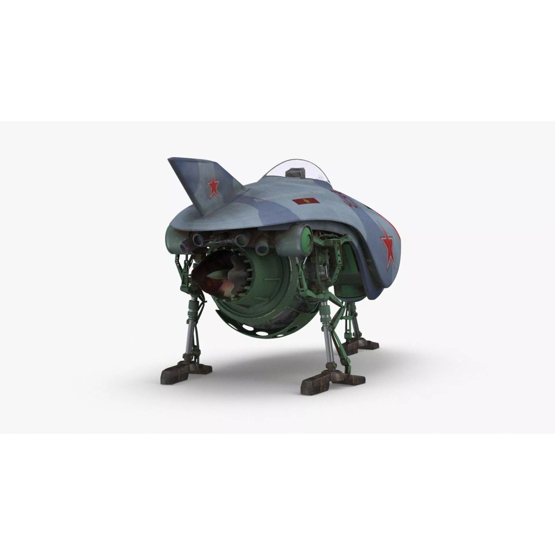Spark Russian Sci-Fi Fighter 3D Model – High Poly Game Asset, FBX, OBJ - View 6