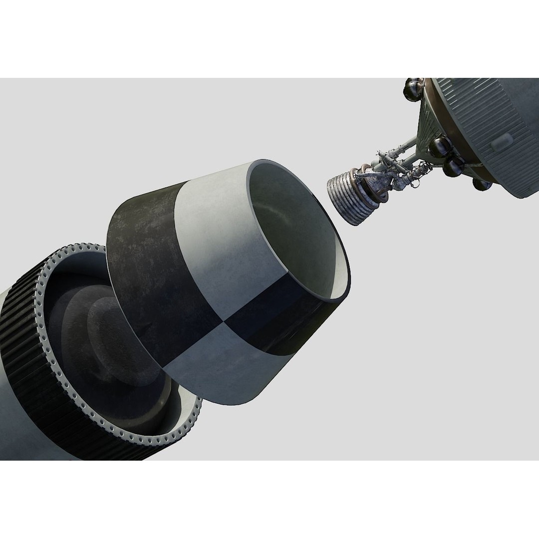 Saturn V Rocket 3D Model – High Poly Space Asset, Blender, FBX - View 11