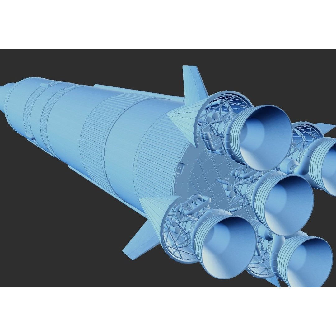 Saturn V Rocket 3D Model – High Poly Space Asset, Blender, FBX - View 27