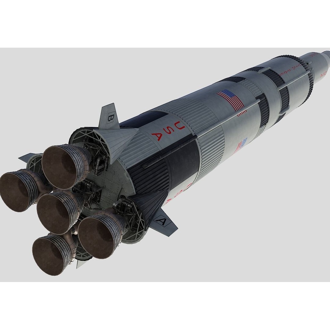 Saturn V Rocket 3D Model – High Poly Space Asset, Blender, FBX - View 3