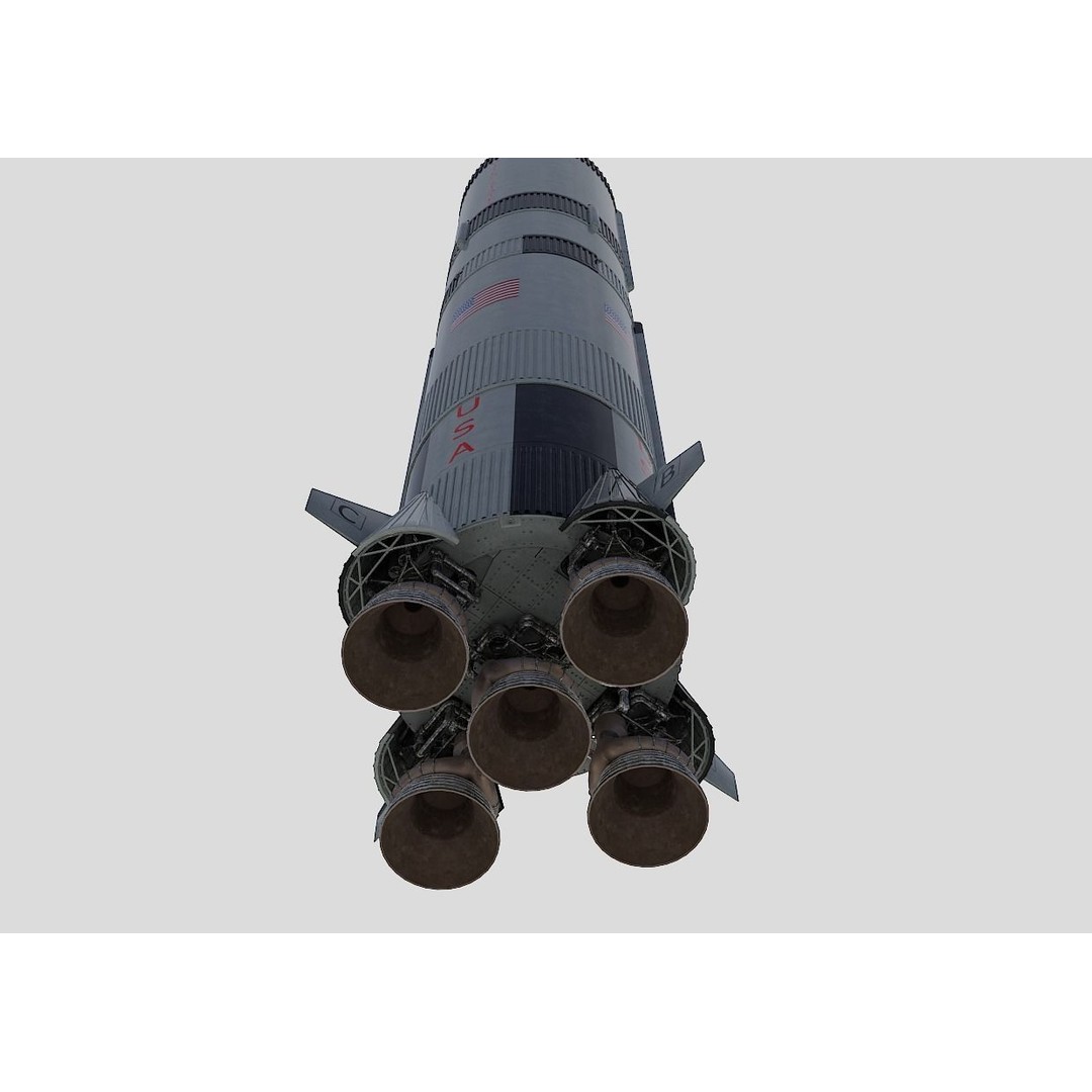Saturn V Rocket 3D Model – High Poly Space Asset, Blender, FBX - View 7