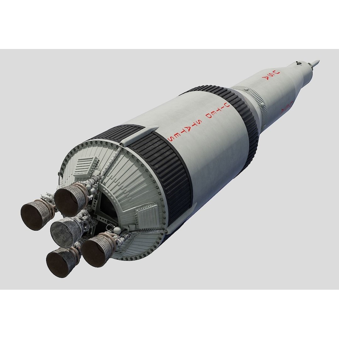 Saturn V Rocket 3D Model – High Poly Space Asset, Blender, FBX - View 8