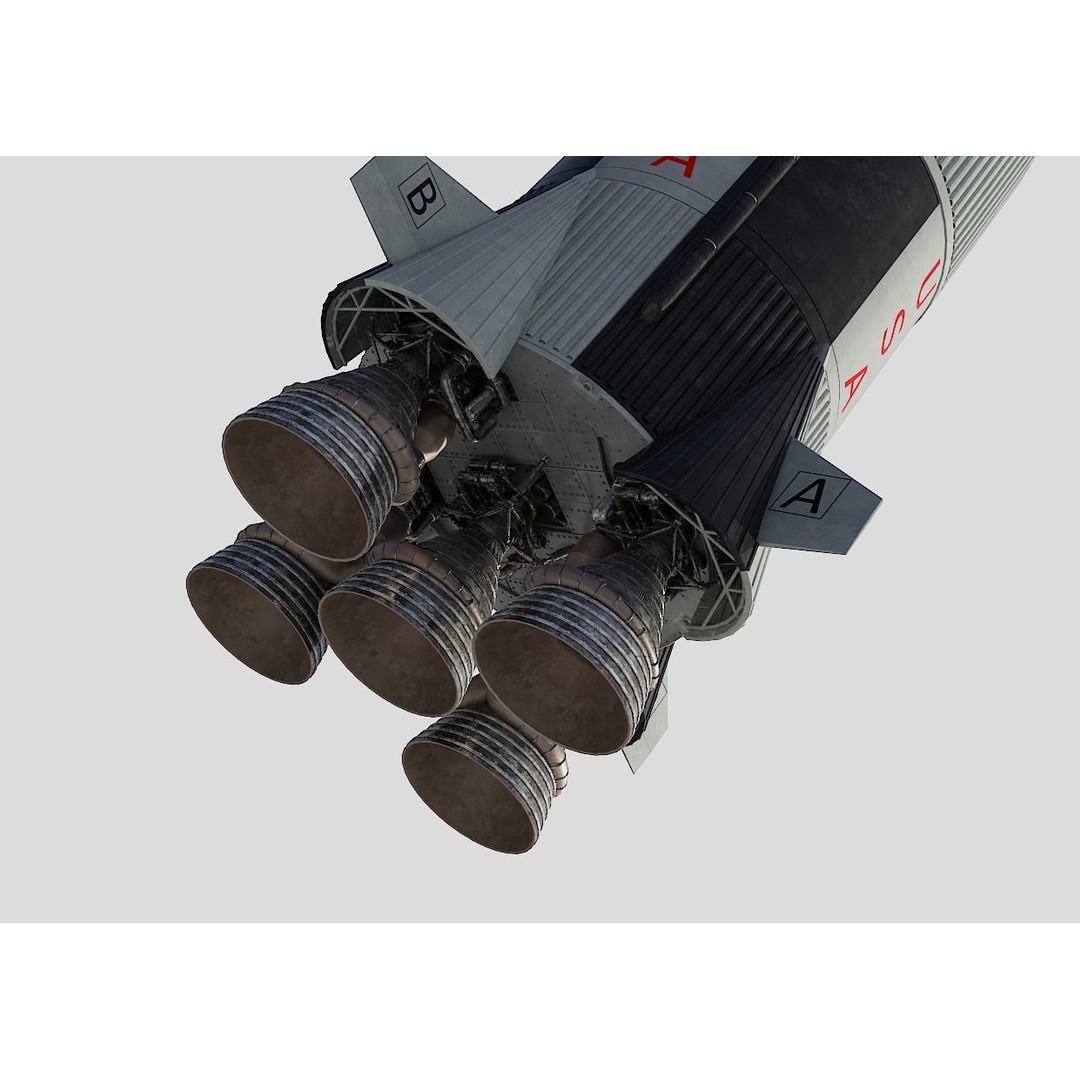 Saturn V Rocket 3D Model – High Poly Space Asset, Blender, FBX - View 9