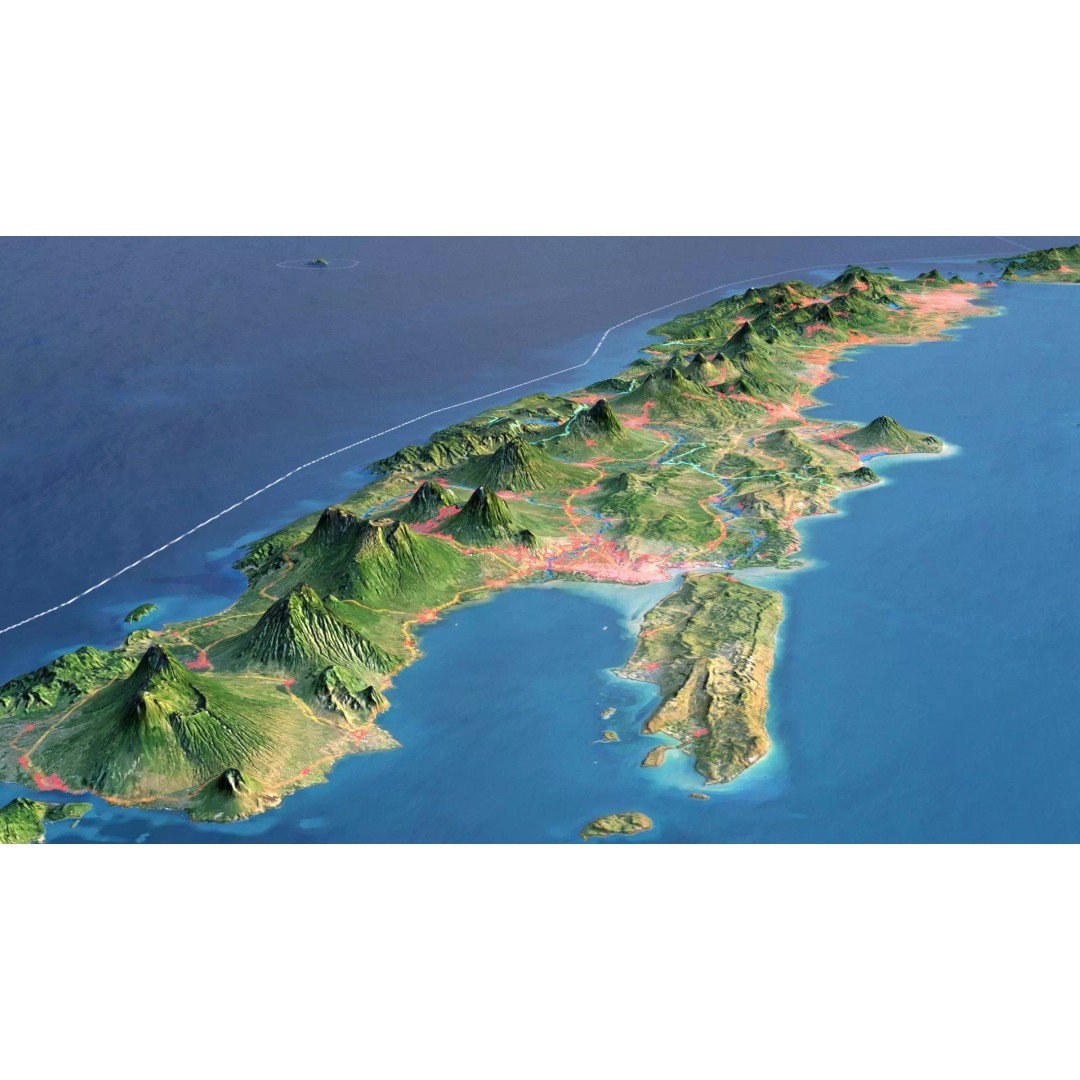 Indonesia Map 3D Model – Realistic Satellite Terrain, FBX & OBJ - View 11