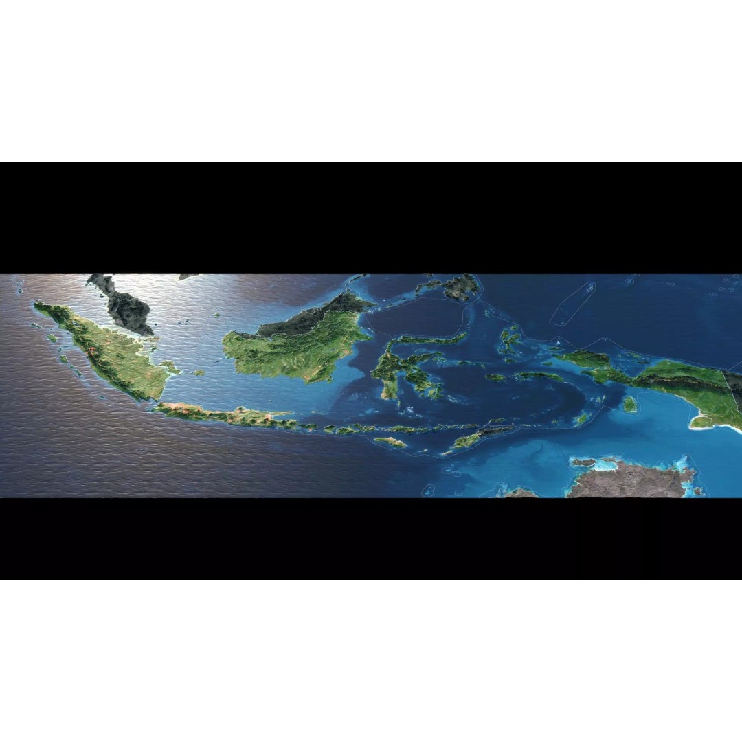Indonesia Map 3D Model – Realistic Satellite Terrain, FBX & OBJ - View 4