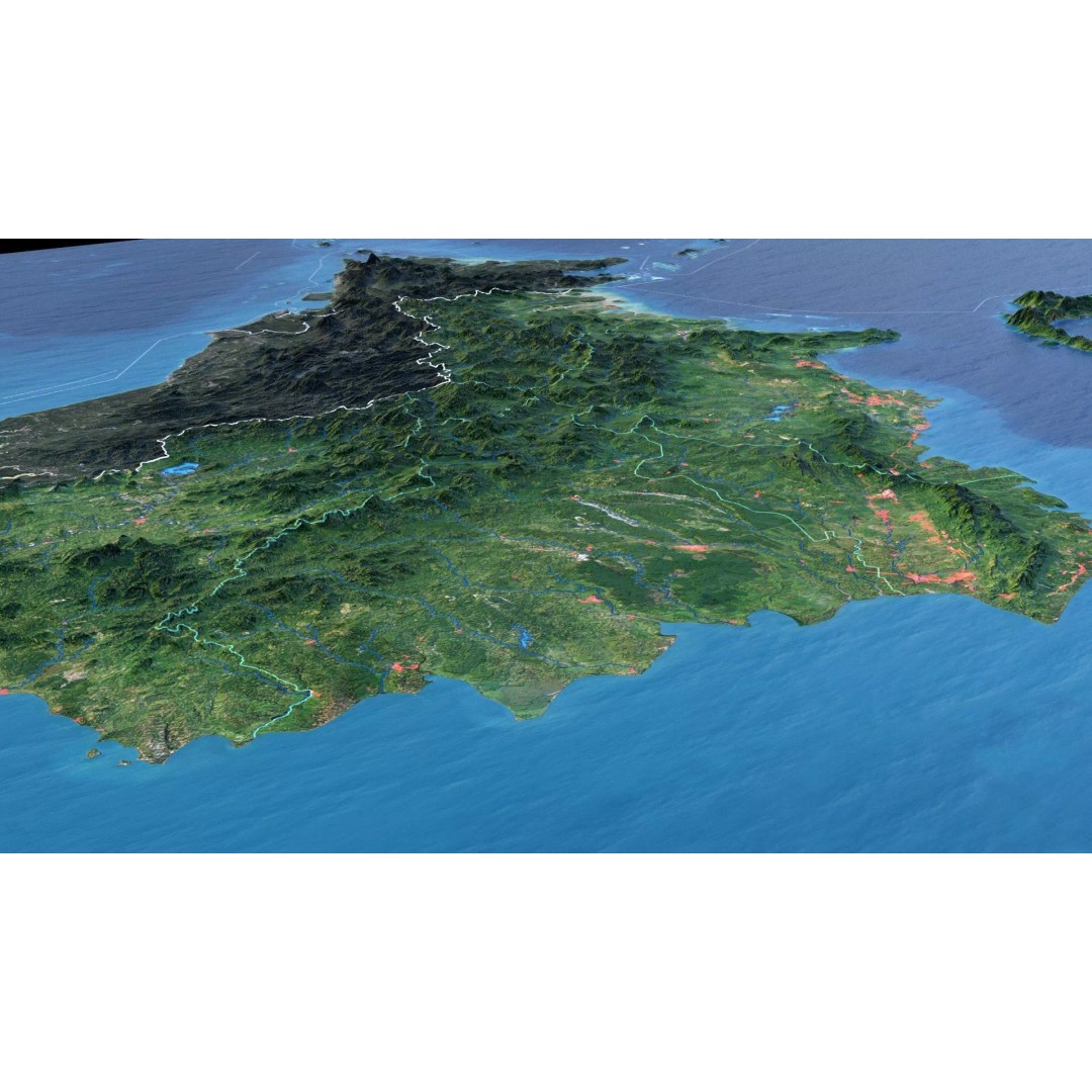 Indonesia Map 3D Model – Realistic Satellite Terrain, FBX & OBJ - View 9