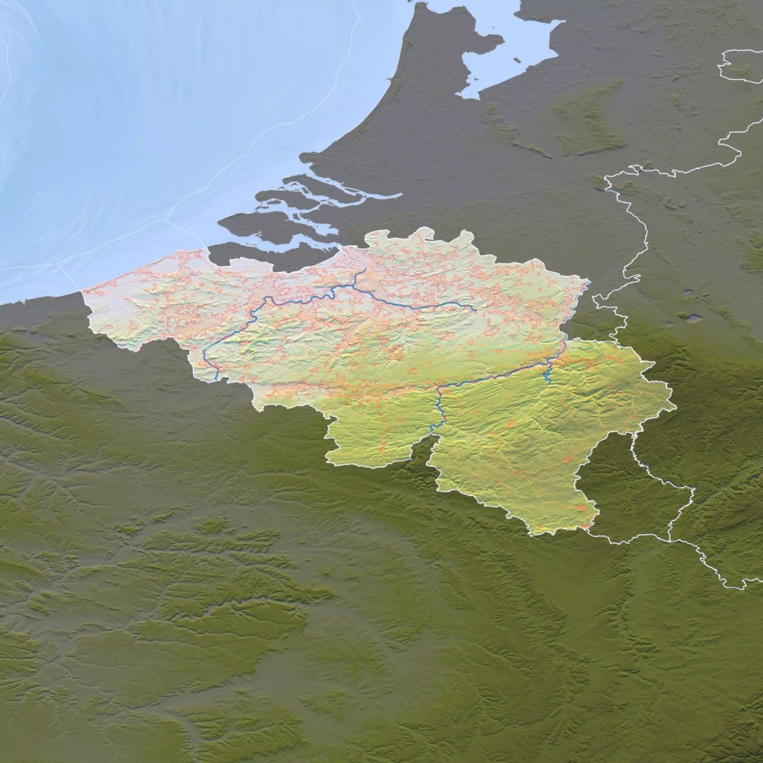 Belgium Map 3D Model – Realistic Terrain Elevation with Satellite Imagery - View 11