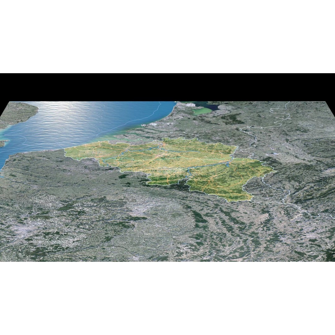 Belgium Map 3D Model – Realistic Terrain Elevation with Satellite Imagery - View 4