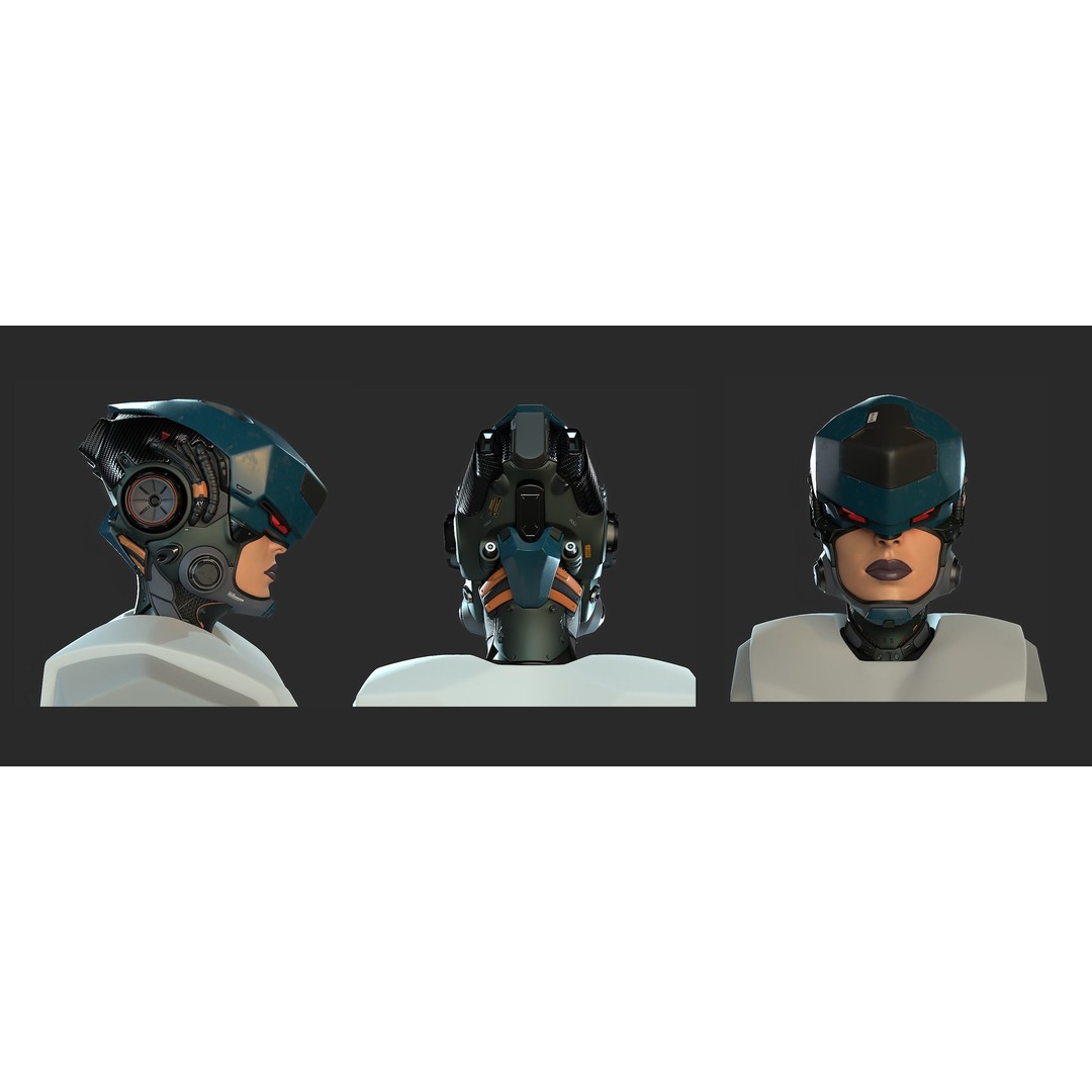 Sci-Fi Helmet 3D Model – High Poly PBR Character Asset, FBX - View 3