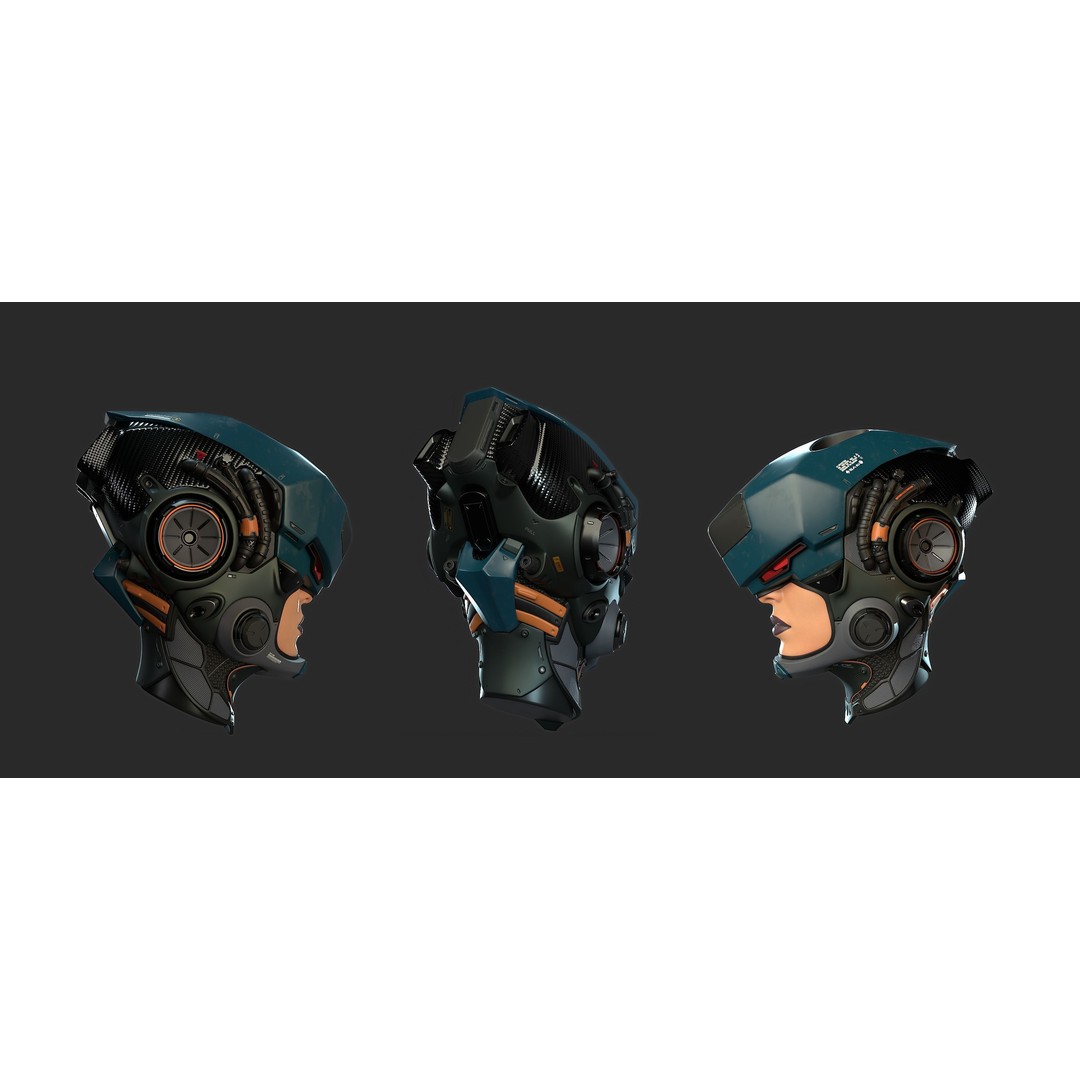 Sci-Fi Helmet 3D Model – High Poly PBR Character Asset, FBX - View 4