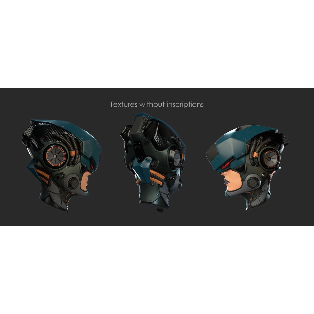 Sci-Fi Helmet 3D Model – High Poly PBR Character Asset, FBX - View 5