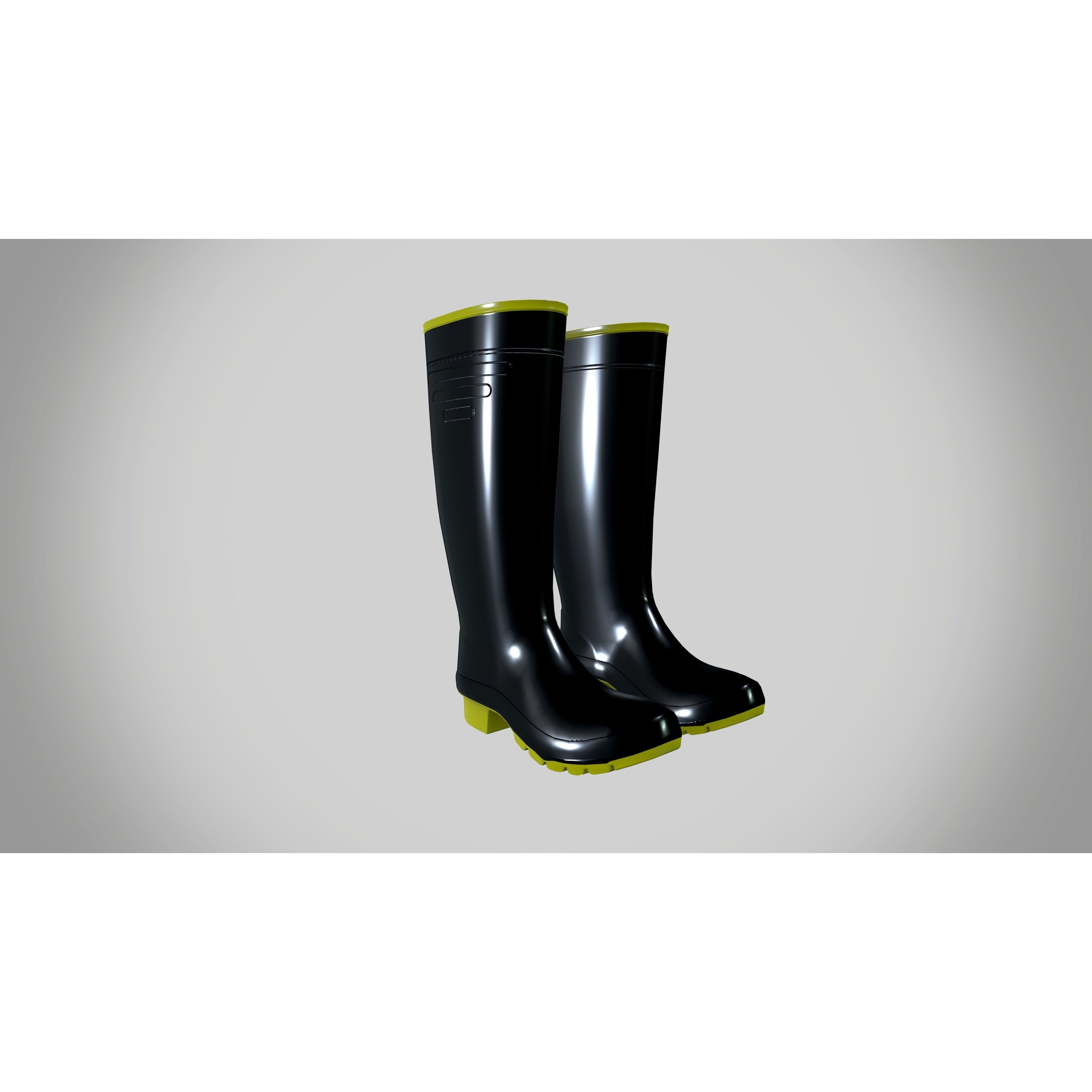 Rain Boots - Low-Poly Game-Ready 3D Model - View 3