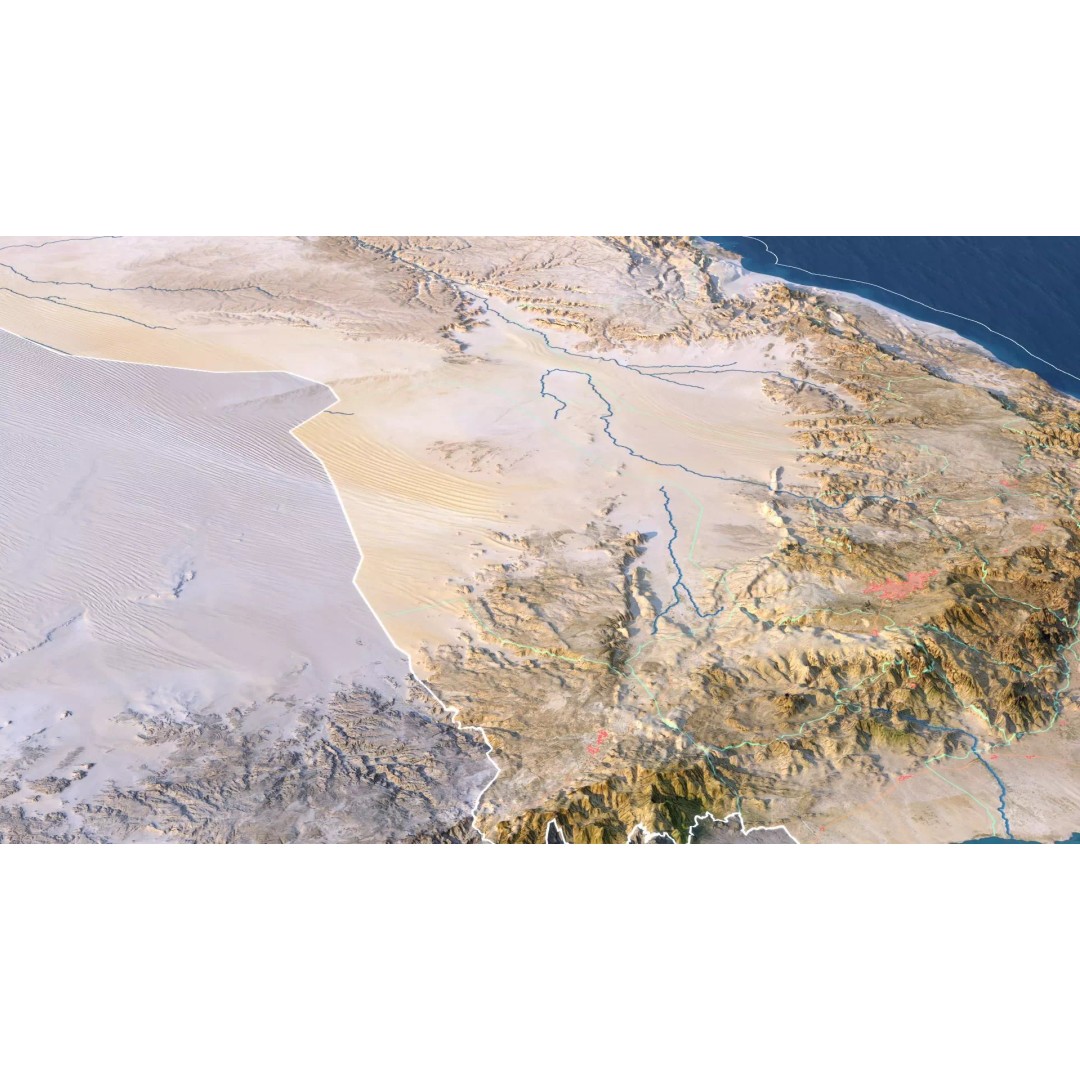 Yemen Map 3D Model – Realistic Satellite Terrain, MAX, FBX, OBJ - View 7