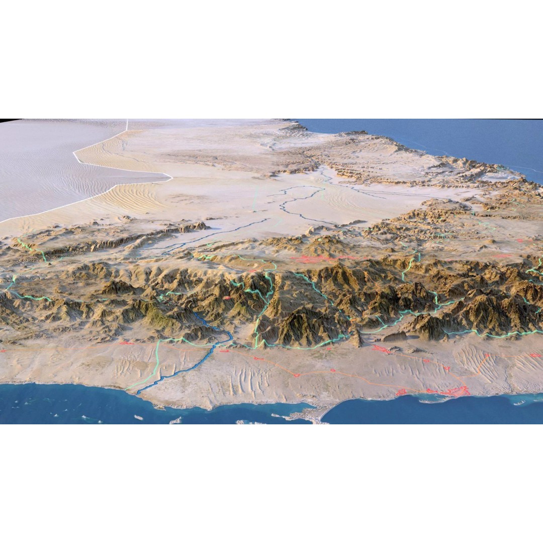 Yemen Map 3D Model – Realistic Satellite Terrain, MAX, FBX, OBJ - View 9