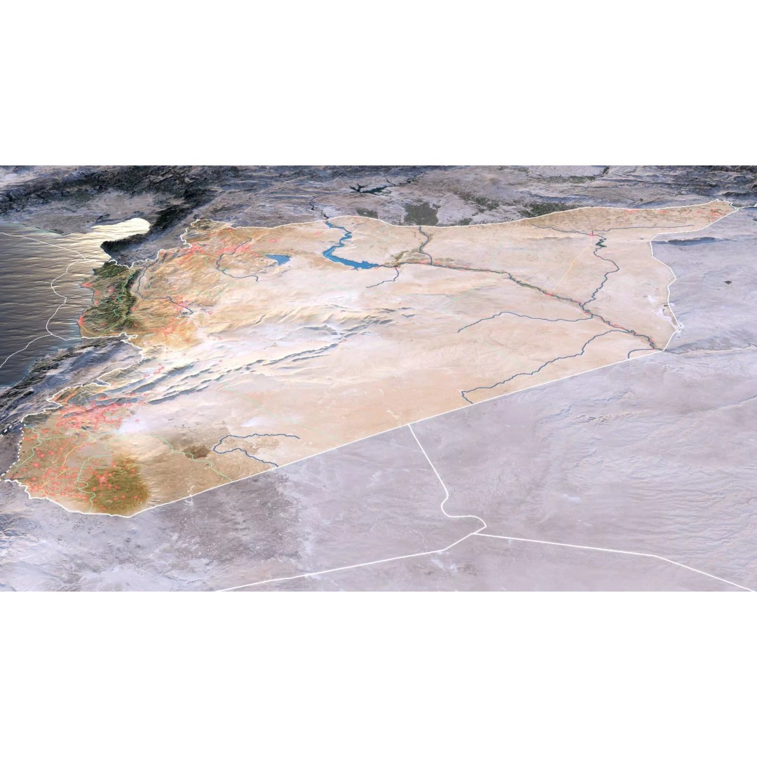 Syria Map 3D Model – Realistic Satellite Terrain, 15K Textures - View 4