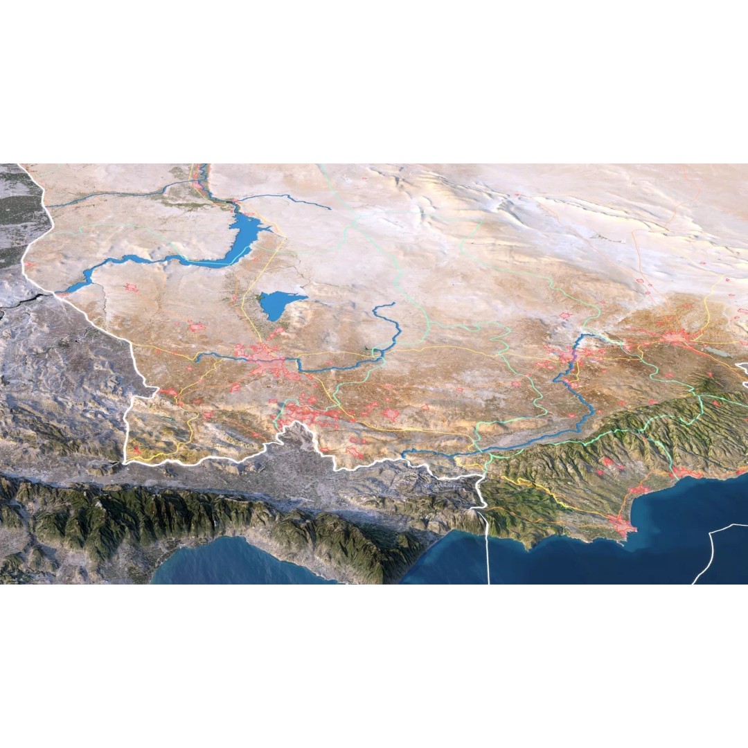 Syria Map 3D Model – Realistic Satellite Terrain, 15K Textures - View 7