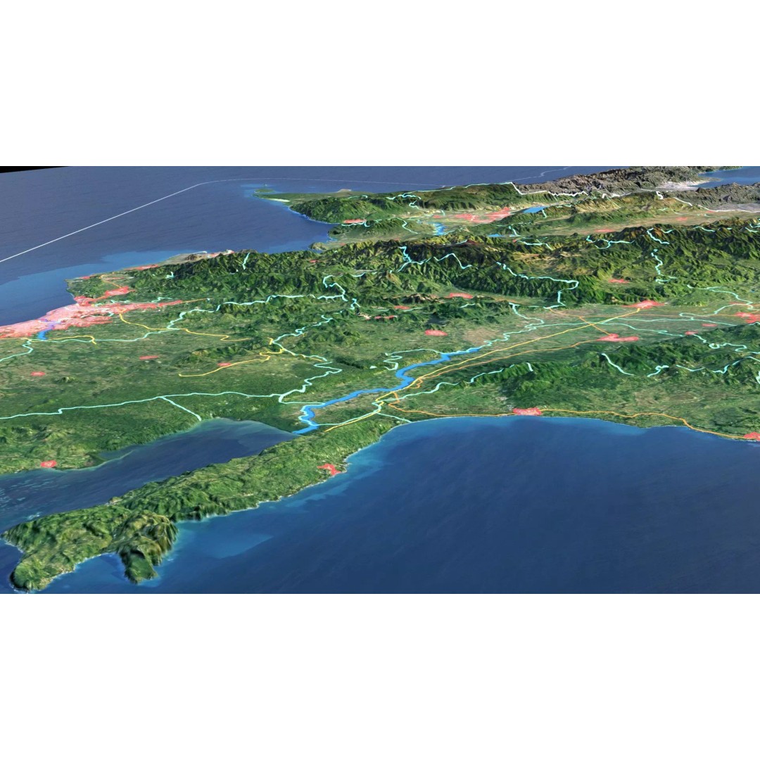 Dominican Republic Map 3D Model – Realistic Satellite Terrain, FBX, OBJ - View 10