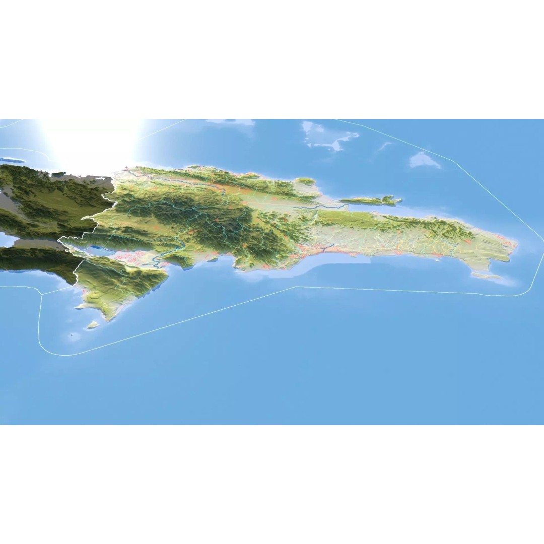 Dominican Republic Map 3D Model – Realistic Satellite Terrain, FBX, OBJ - View 13