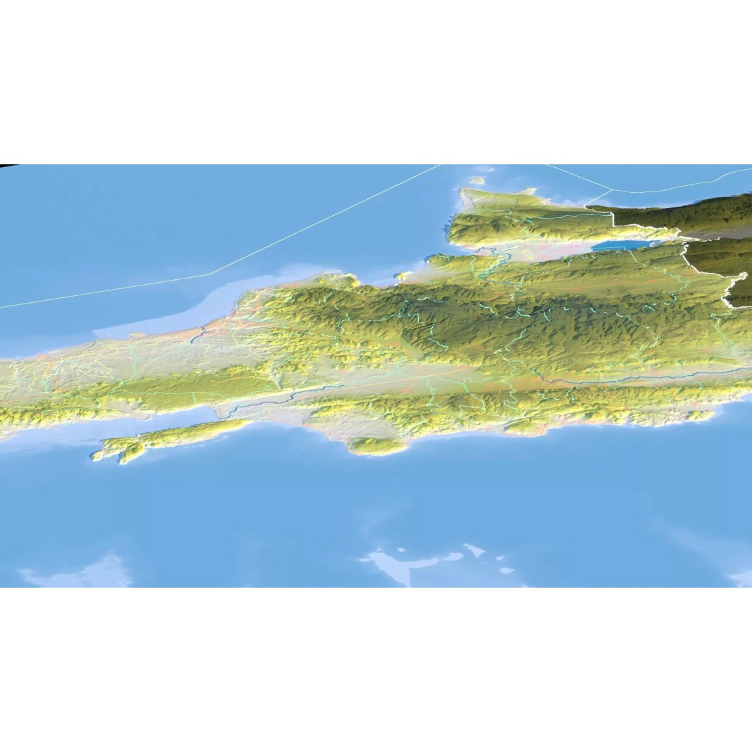 Dominican Republic Map 3D Model – Realistic Satellite Terrain, FBX, OBJ - View 17