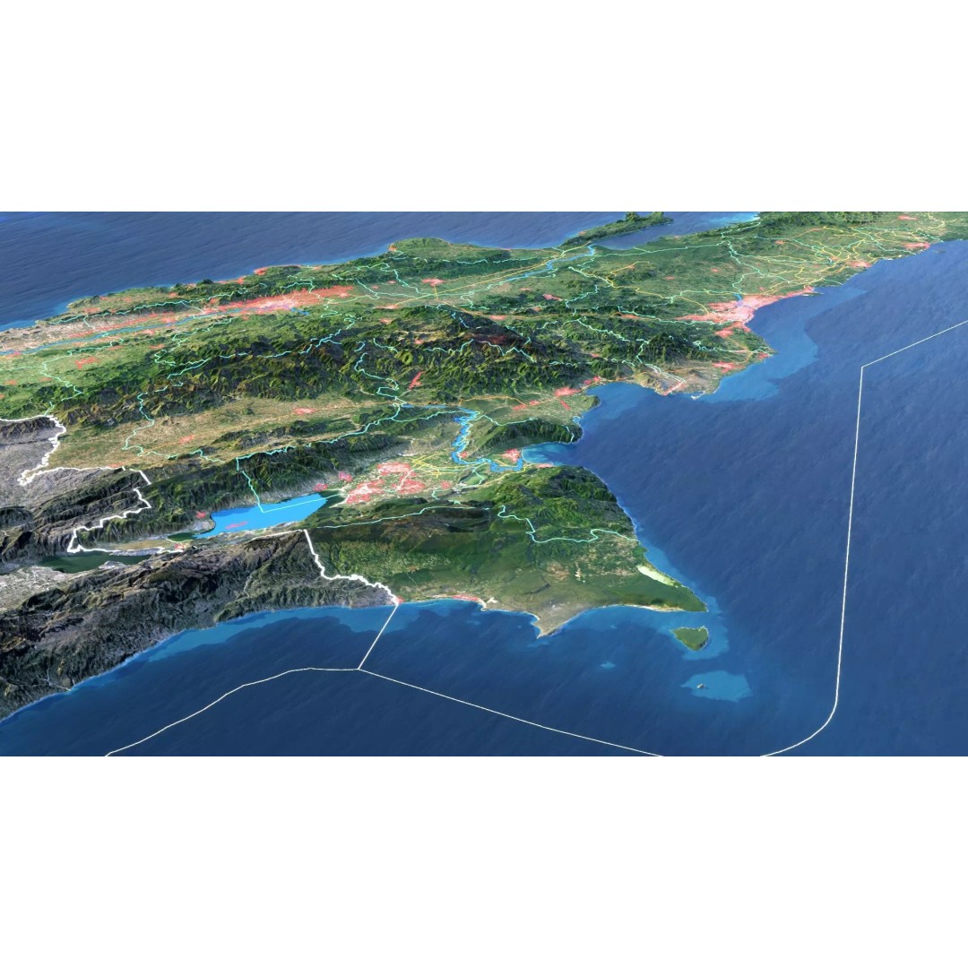 Dominican Republic Map 3D Model – Realistic Satellite Terrain, FBX, OBJ - View 5
