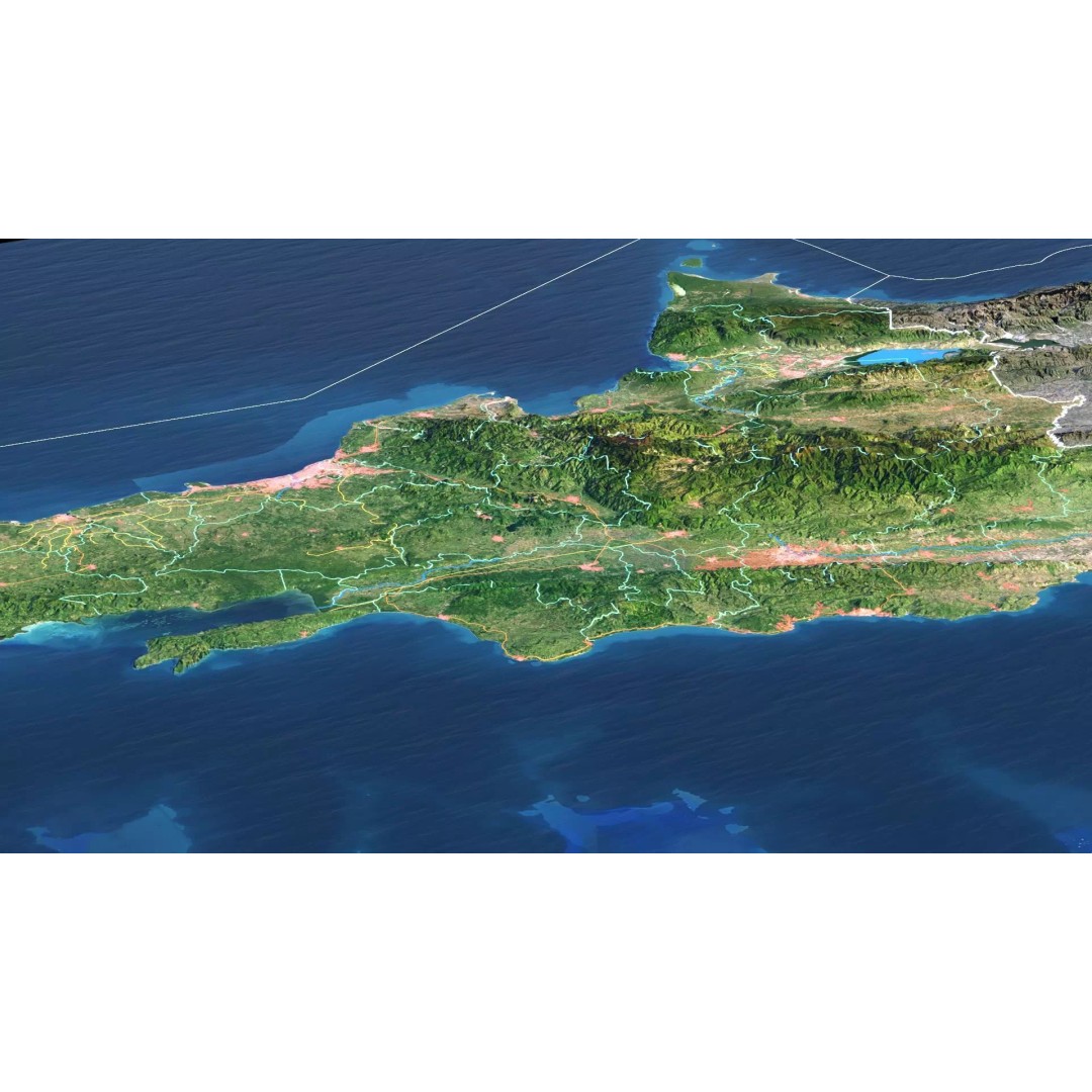 Dominican Republic Map 3D Model – Realistic Satellite Terrain, FBX, OBJ - View 8