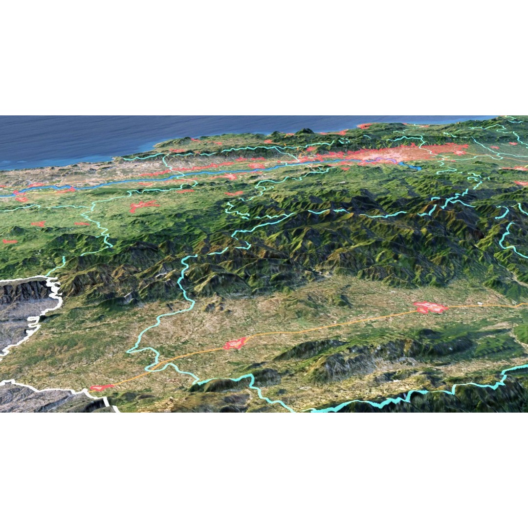 Dominican Republic Map 3D Model – Realistic Satellite Terrain, FBX, OBJ - View 9