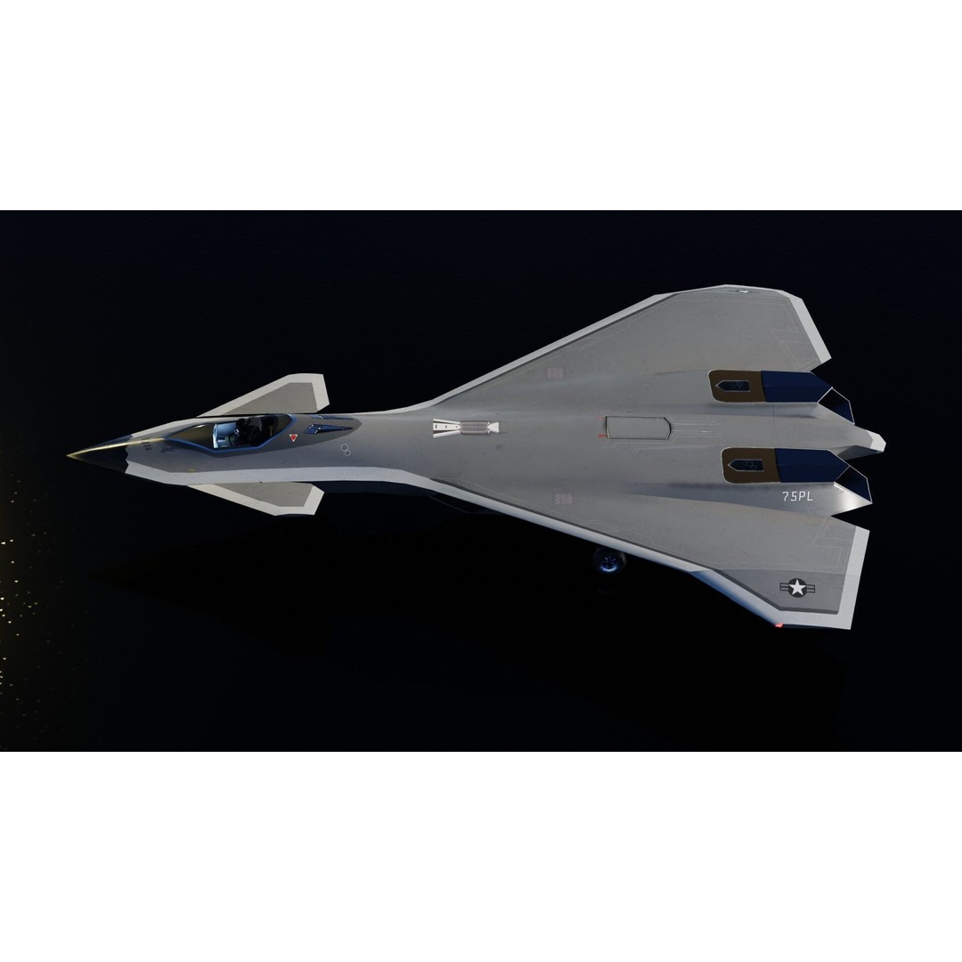 Boeing F-47 Thunderstorm 3D Model – Low Poly Rigged Aircraft, FBX, OBJ - View 3