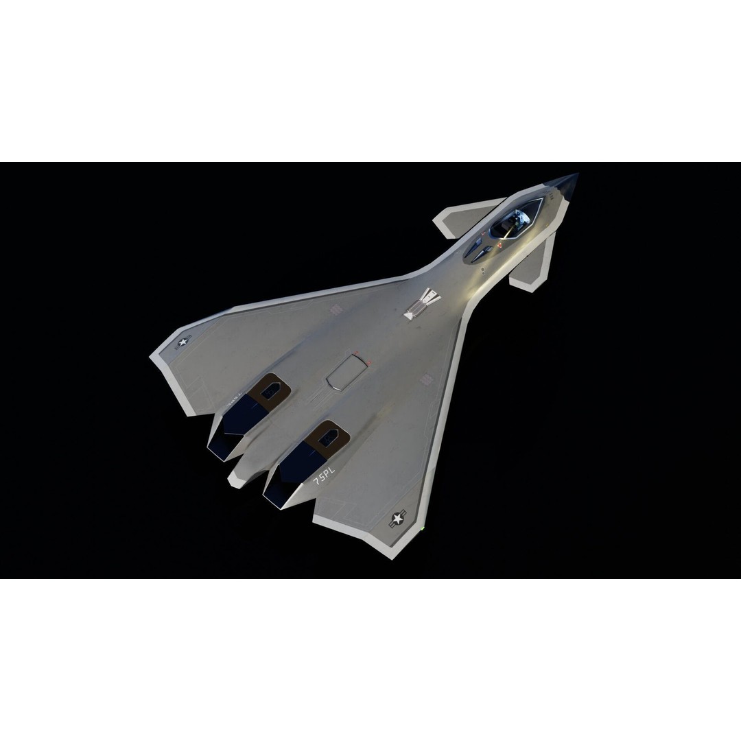 Boeing F-47 Thunderstorm 3D Model – Low Poly Rigged Aircraft, FBX, OBJ - View 7