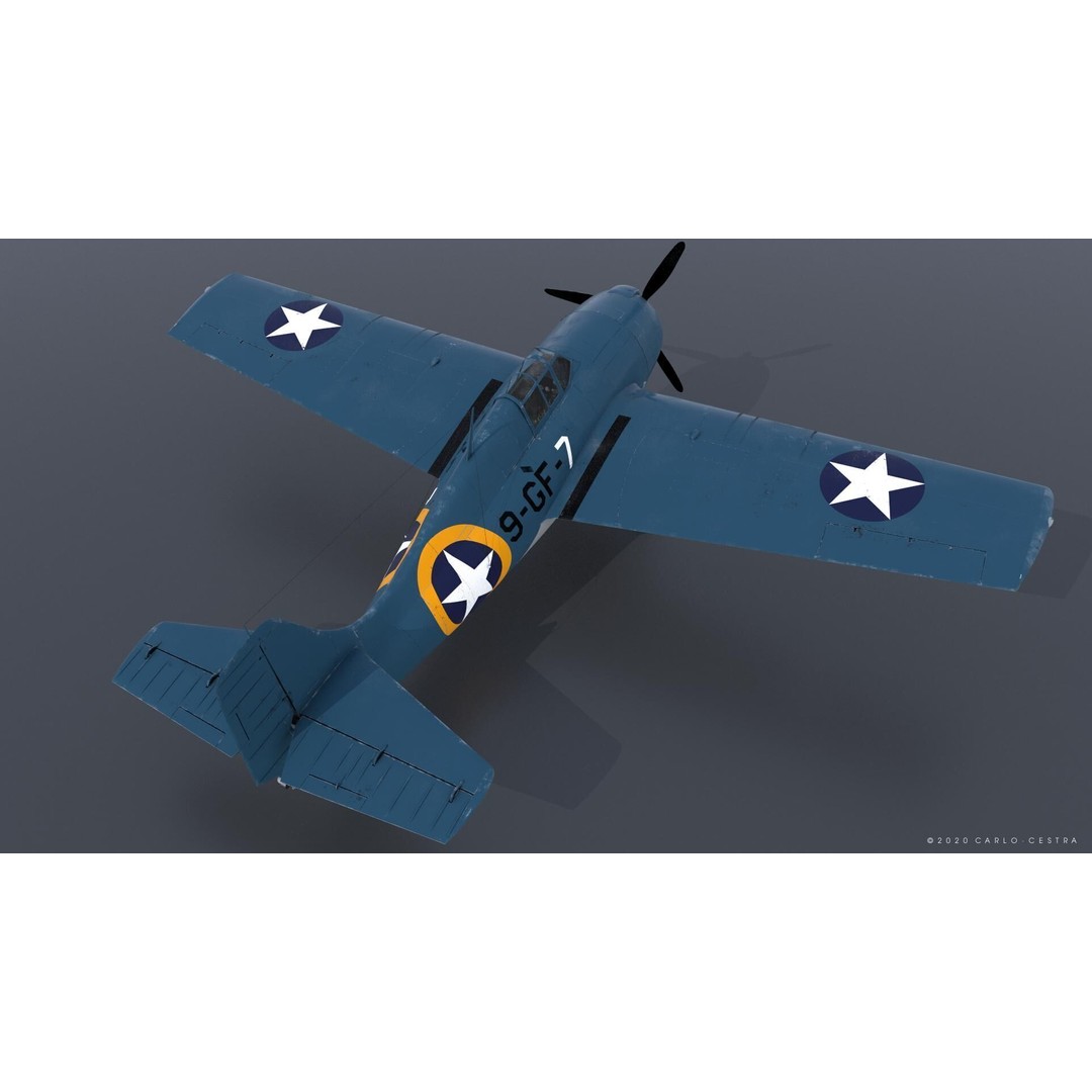 F4F-4 3D Model – Low Poly Historic Fighter Aircraft, FBX - View 10