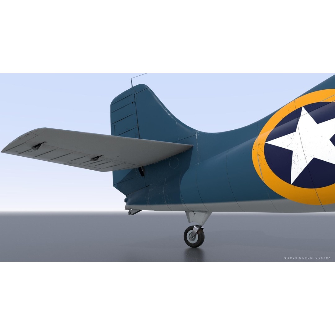 F4F-4 3D Model – Low Poly Historic Fighter Aircraft, FBX - View 11