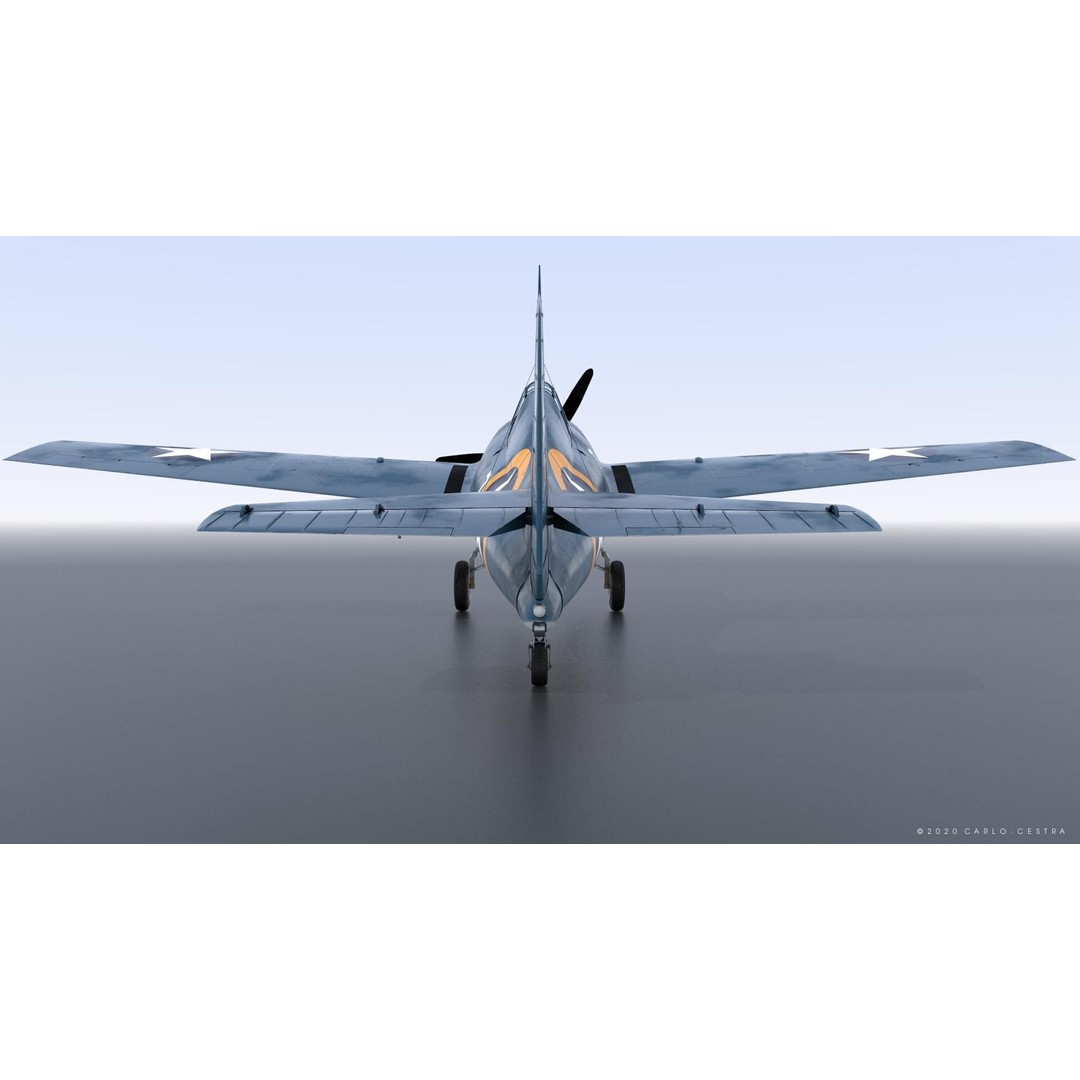 F4F-4 3D Model – Low Poly Historic Fighter Aircraft, FBX - View 13