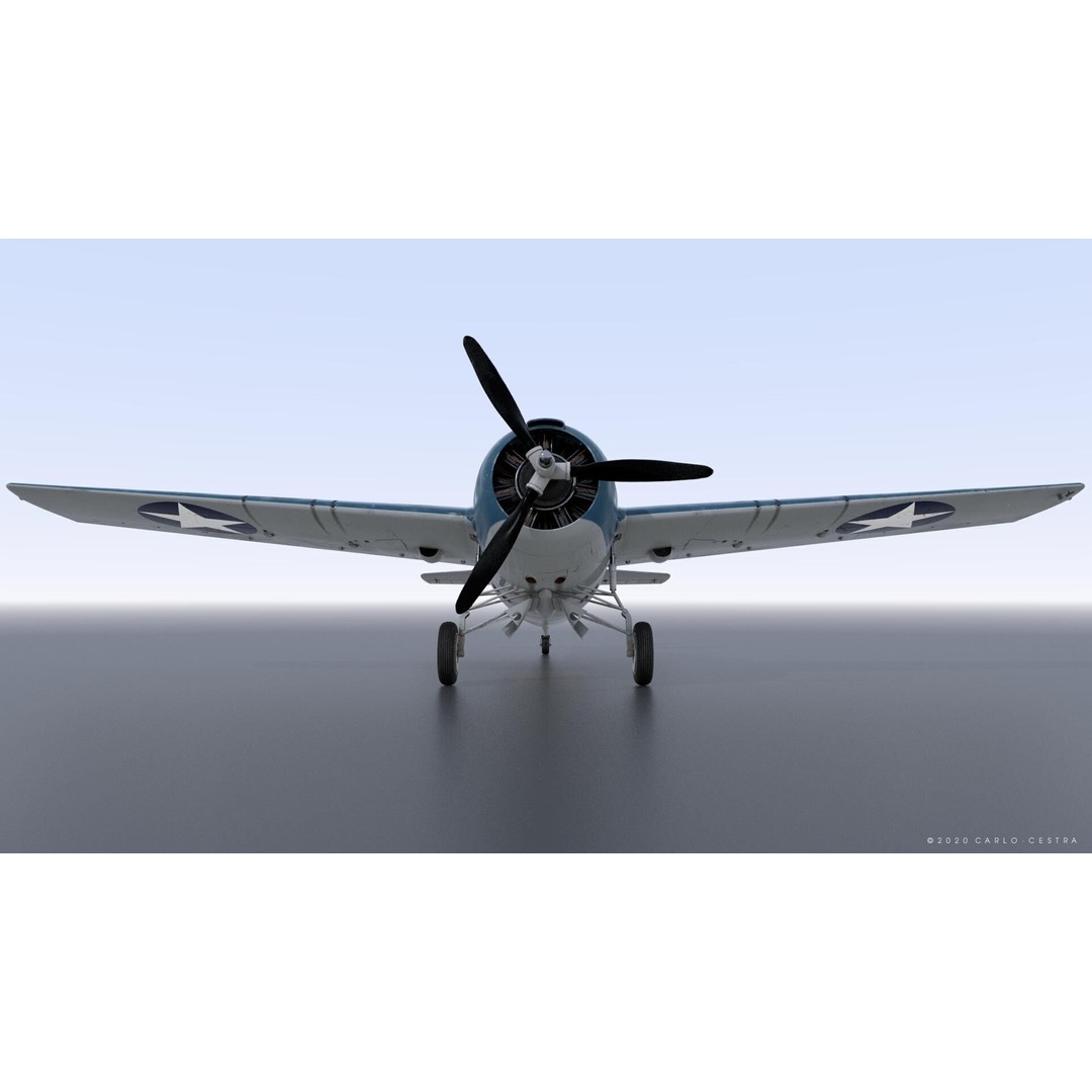 F4F-4 3D Model – Low Poly Historic Fighter Aircraft, FBX - View 14