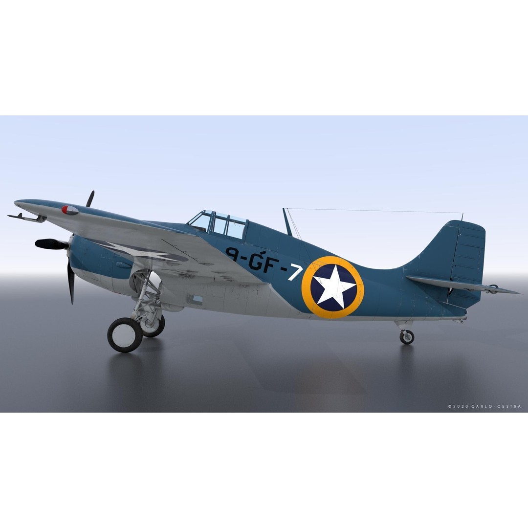 F4F-4 3D Model – Low Poly Historic Fighter Aircraft, FBX - View 15