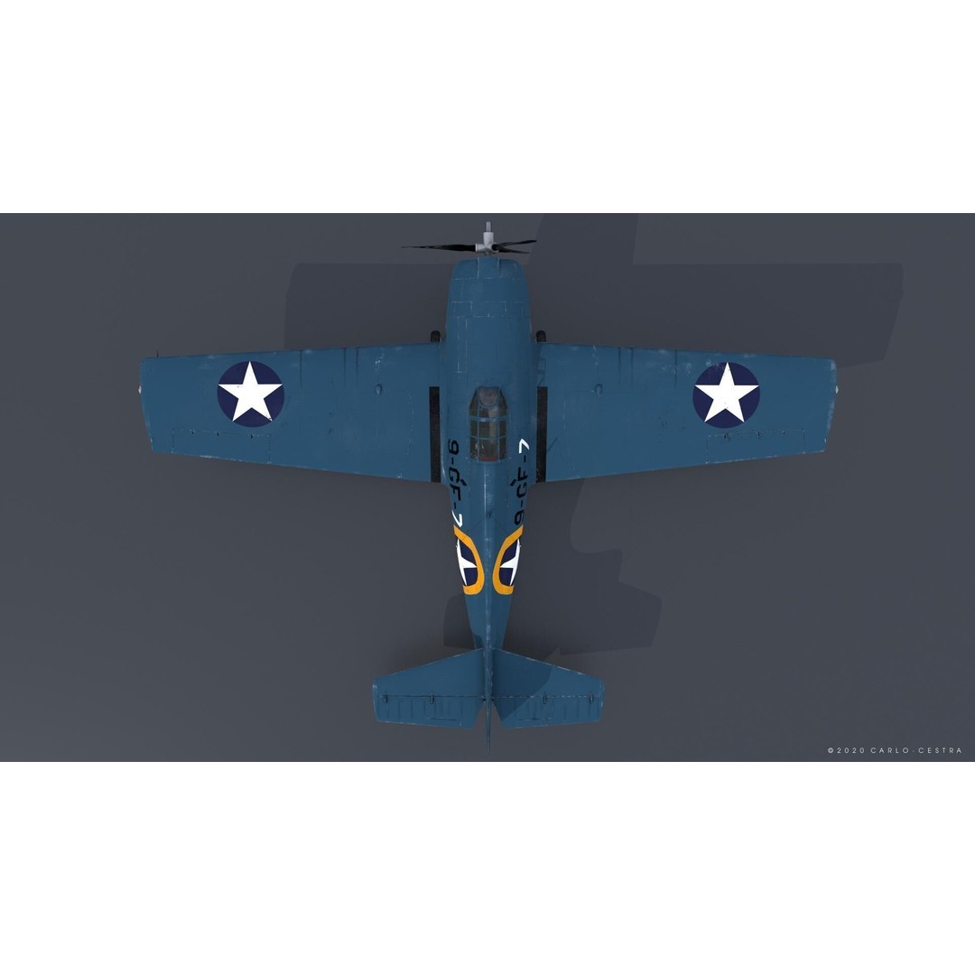 F4F-4 3D Model – Low Poly Historic Fighter Aircraft, FBX - View 17