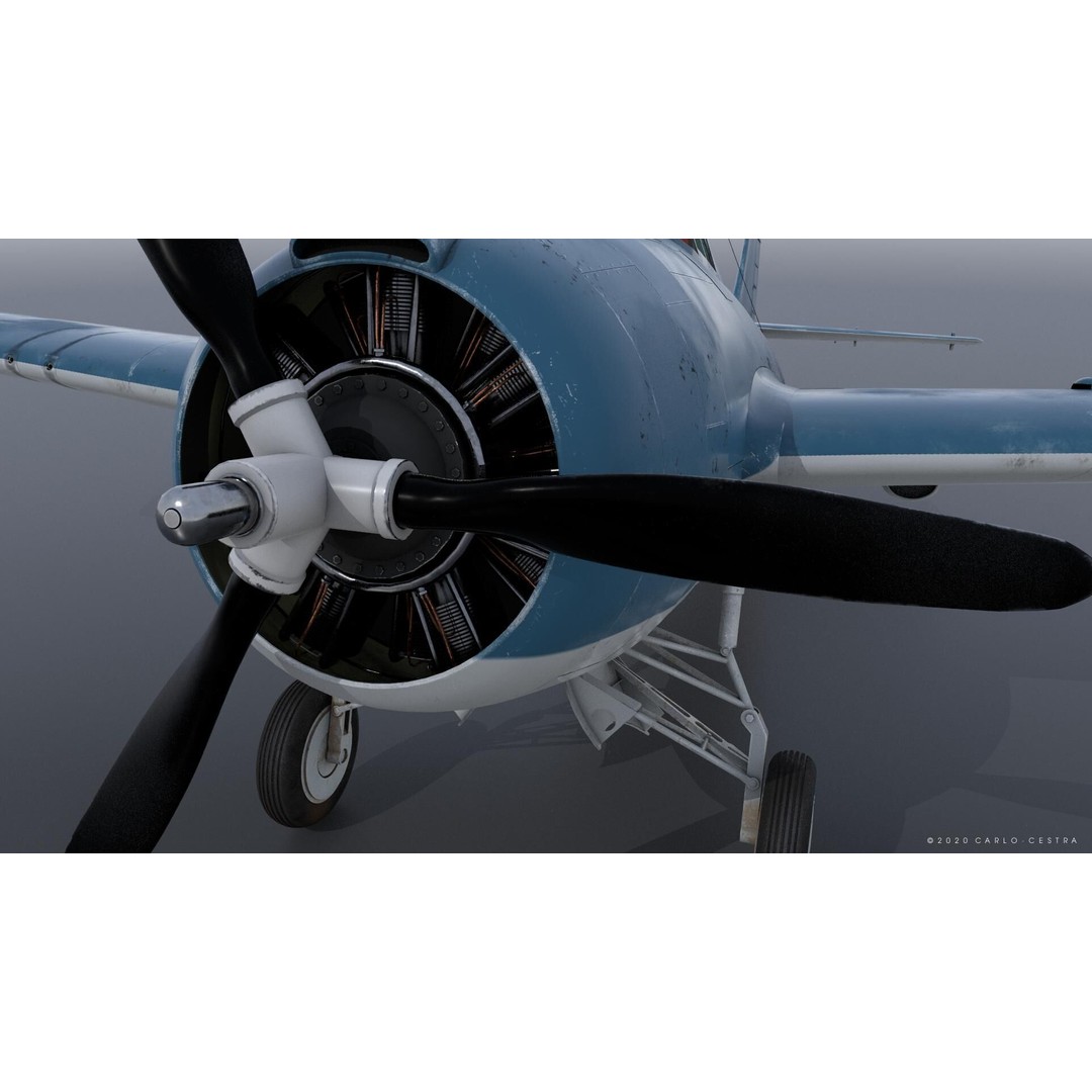 F4F-4 3D Model – Low Poly Historic Fighter Aircraft, FBX - View 18