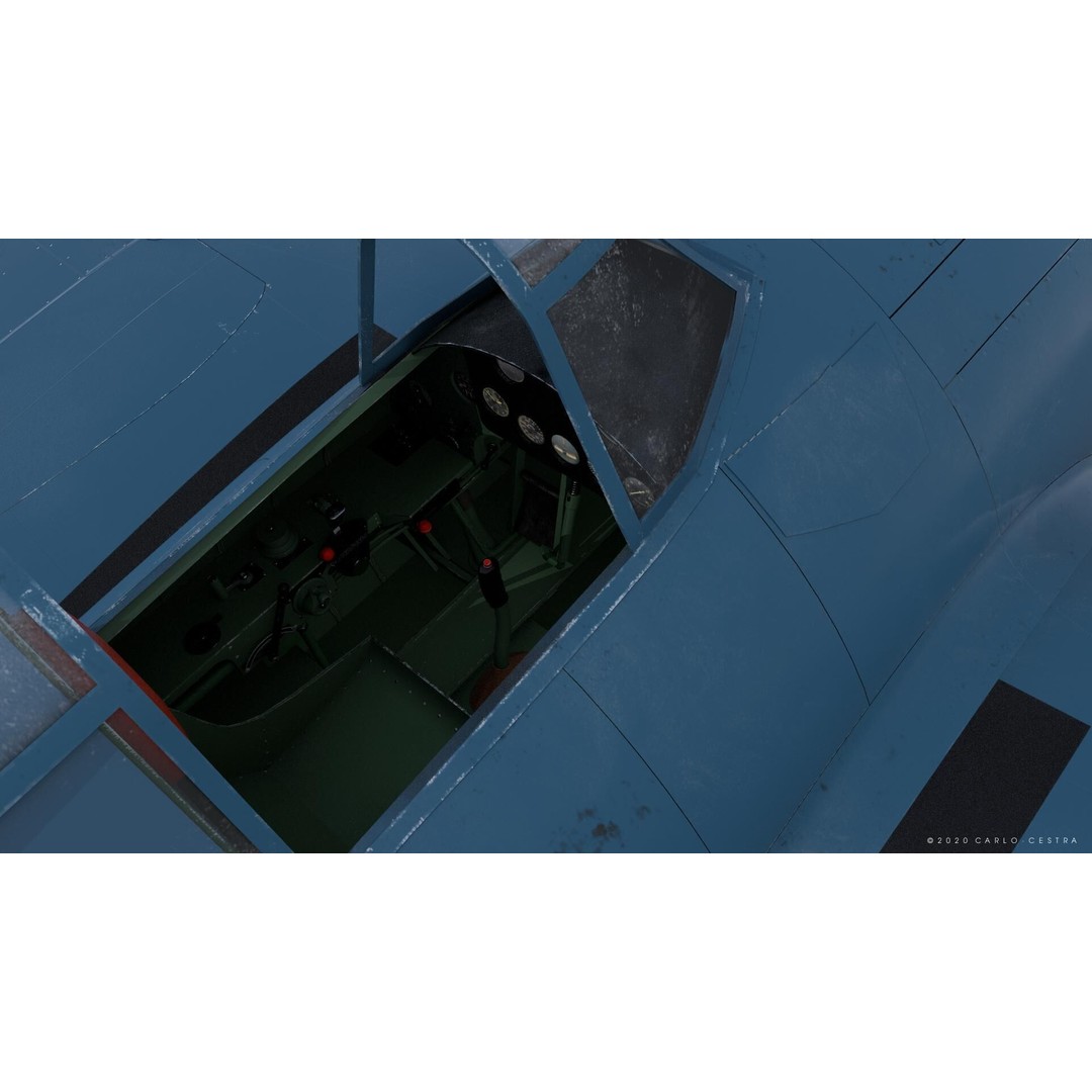 F4F-4 3D Model – Low Poly Historic Fighter Aircraft, FBX - View 19