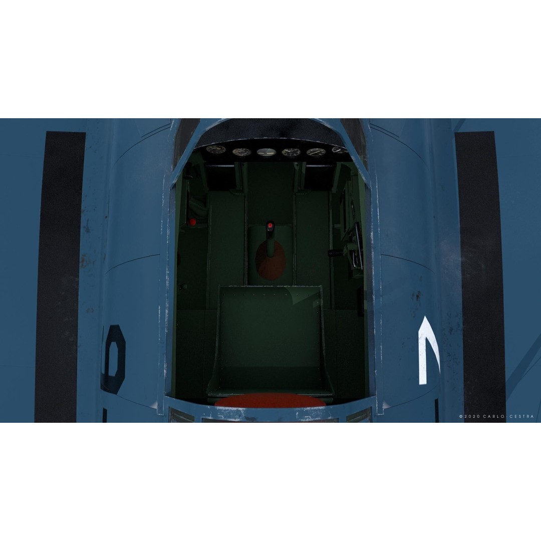 F4F-4 3D Model – Low Poly Historic Fighter Aircraft, FBX - View 21