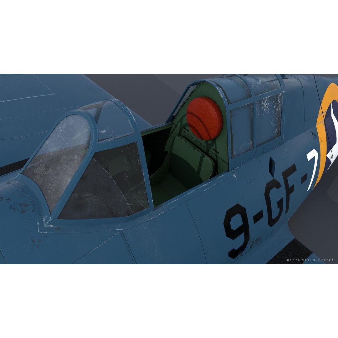 F4F-4 3D Model – Low Poly Historic Fighter Aircraft, FBX - View 22